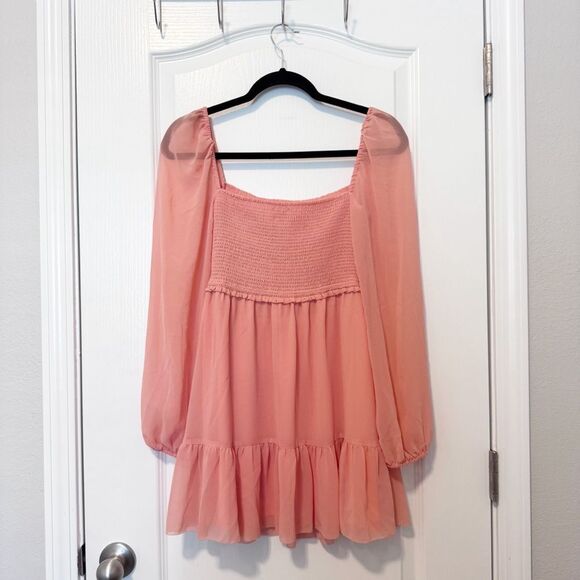 Aritzia Wilfred Tempest Smocked Chiffon Mini Dress Women’s Size Small - Picture 3 of 10